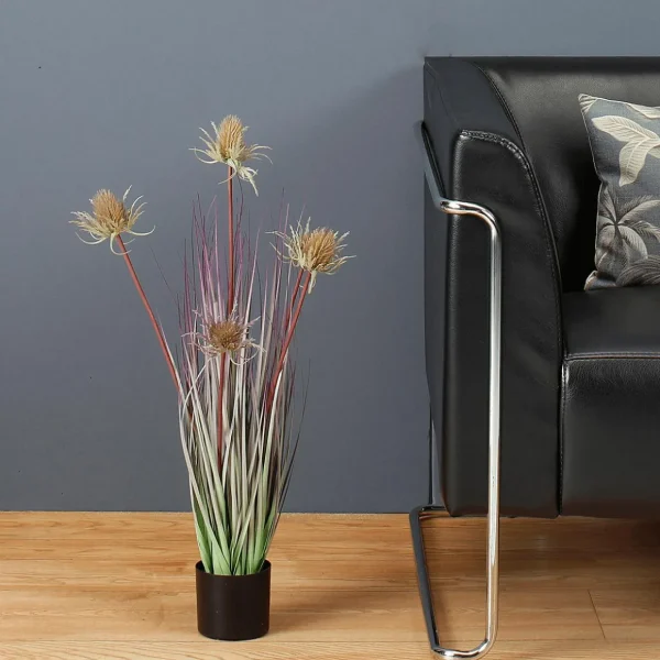 Dekogras^DecoWoerner Distel-Kunstgras Im Schwarzen Topf 69 Cm grün