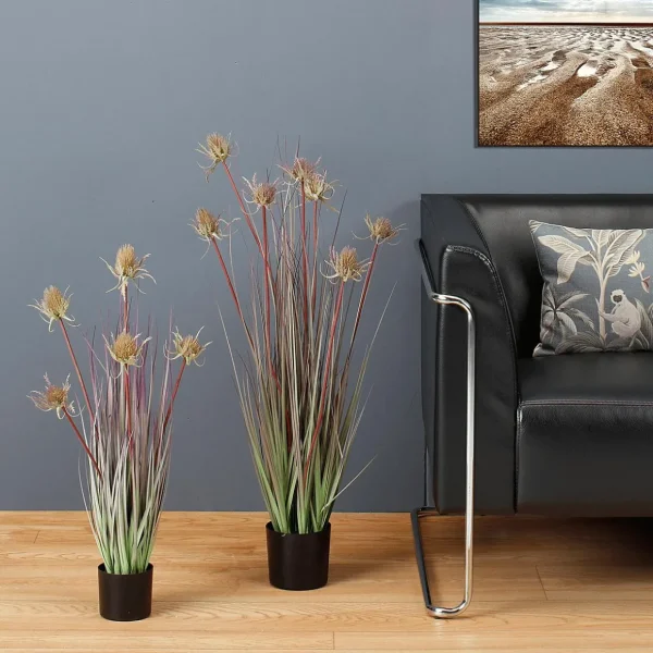Dekogras^DecoWoerner Distel-Kunstgras Im Schwarzen Topf 69 Cm grün