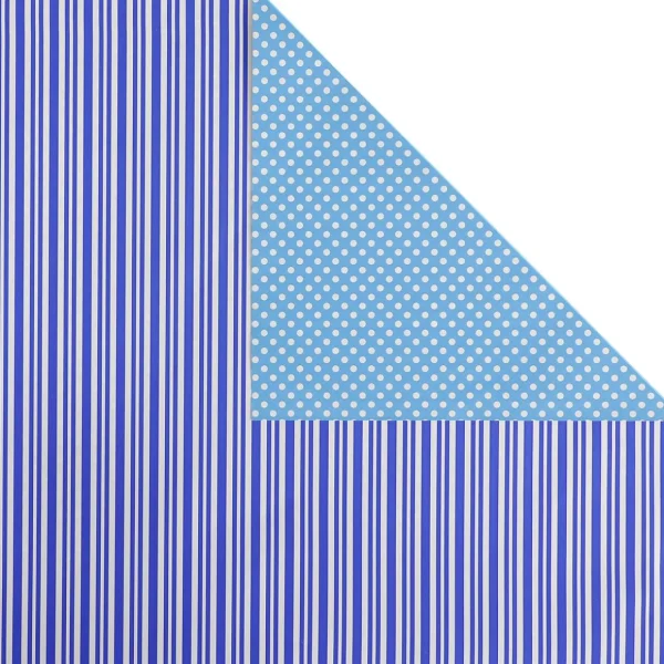 Geschenkpapier^DecoWoerner Doppelseitiges Geschenkpapier Gepunktet & Gestreift 50 M blau