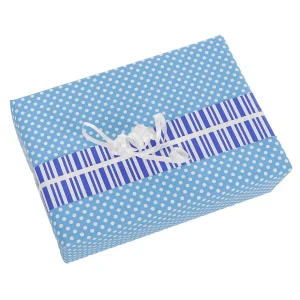 Geschenkpapier^DecoWoerner Doppelseitiges Geschenkpapier Gepunktet & Gestreift 50 M blau