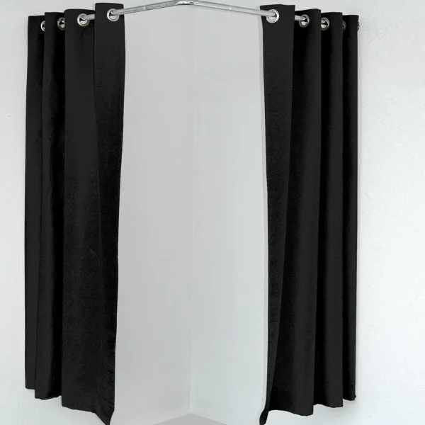 Umkleidekabinen^DecoWoerner Eck-Kabinen-Vorhang, 200 Cm Lang, schwarz