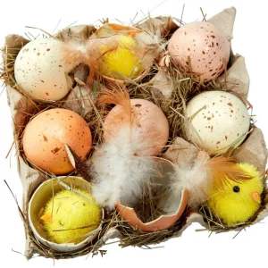 Osterdeko^DecoWoerner Eier-Küken-Schachtel braun