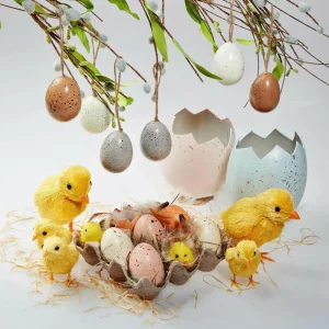 Osterdeko^DecoWoerner Eier-Küken-Schachtel braun
