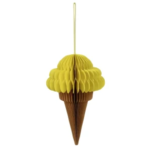 Sommerdeko^DecoWoerner Eiscreme-Hängedeko Aus Karton 30 Cm, gelb