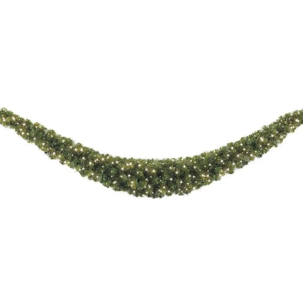 Weihnachtsgirlanden^DecoWoerner Facongirlande Standard Mit LED, 270 Cm, 35 Cm Ø grün