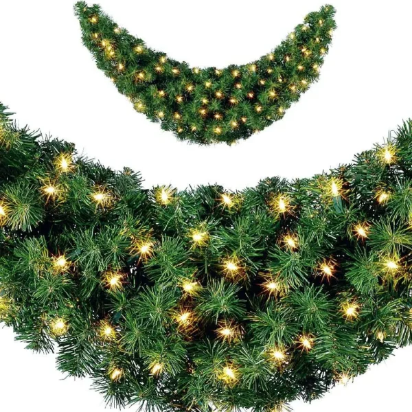 Weihnachtsgirlanden^DecoWoerner Facongirlande Standard Mit LED, 120 Cm, 30 Cm Ø grün