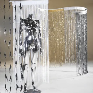 Themen-Deko^DecoWoerner Fadenvorhang , 200 X 90 Cm schwarz