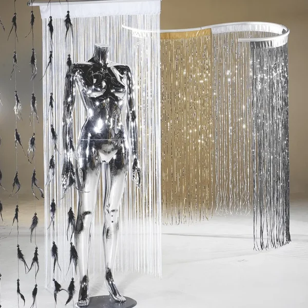 Themen-Deko^DecoWoerner Fadenvorhang , 200 X 90 Cm schwarz