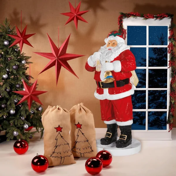 Weihnachtssterne^DecoWoerner Faltstern Mit Jute Bezogen 45 Cm rot