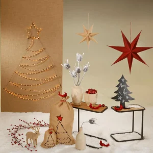 Weihnachtssterne^DecoWoerner Faltstern Mit Jute Bezogen 45 Cm rot