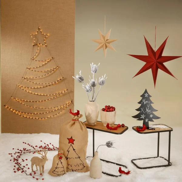 Weihnachtssterne^DecoWoerner Faltstern Mit Jute Bezogen 45 Cm rot