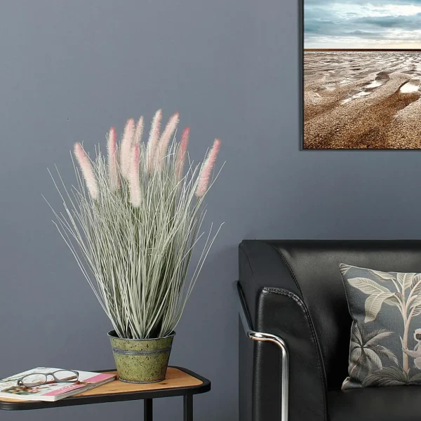Dekogras^DecoWoerner Feines Deko-Federborstengras In Silber- Im Zinktopf 57 Cm rosa