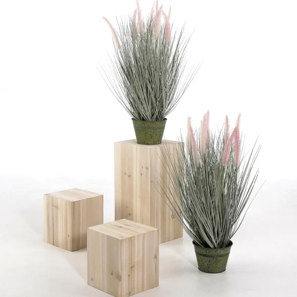 Dekogras^DecoWoerner Feines Deko-Federborstengras In Silber- Im Zinktopf 57 Cm rosa