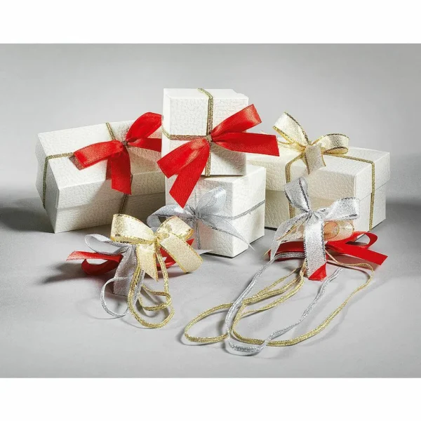 Geschenkschleifen^DecoWoerner Fertigschleifen /gold 20 Cm, 100 Stück rot