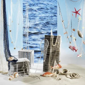 Sommerdeko^DecoWoerner Fischernetz Mit Schwimmern 150 X 100 Cm braun