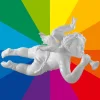 Weihnachtsfiguren^DecoWoerner Fliegende Barock Engelfigur Mit Horn, 120 Cm Lang, Wunschfarbe