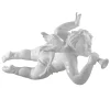 Xxl Weihnachtsdeko^DecoWoerner Fliegende Barock Engelfigur Mit Horn, 120 Cm, weiß