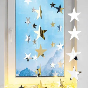 Weihnachtssterne^DecoWoerner Folien-Sternenkette 15 Cm Ø, 200 Cm silber