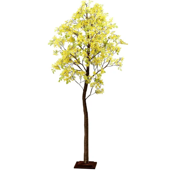 Kunstbäume^DecoWoerner Forsythien-Kunstbaum Mit Standplatte 200 Cm gelb