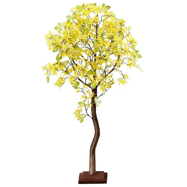 Kunstbäume^DecoWoerner Forsythien-Kunstbaum Mit Standplatte 120 Cm gelb