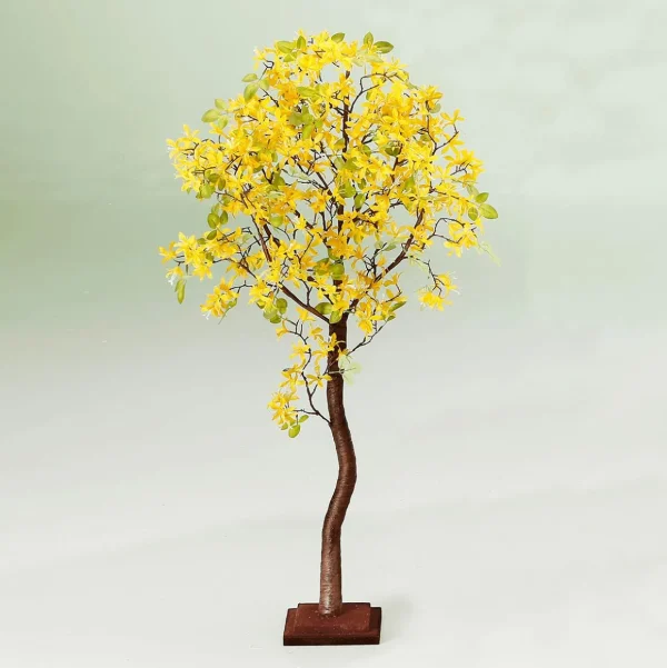 Kunstbäume^DecoWoerner Forsythien-Kunstbaum Mit Standplatte 120 Cm gelb
