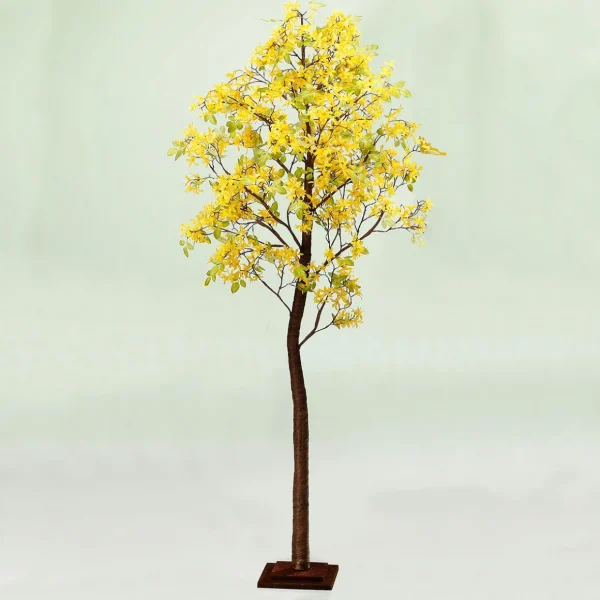 Kunstbäume^DecoWoerner Forsythien-Kunstbaum Mit Standplatte 200 Cm gelb