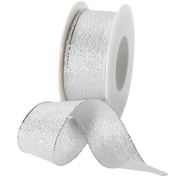 Geschenkband^DecoWoerner Geschenkband "Glamour" 40 Mm X 20 M silber