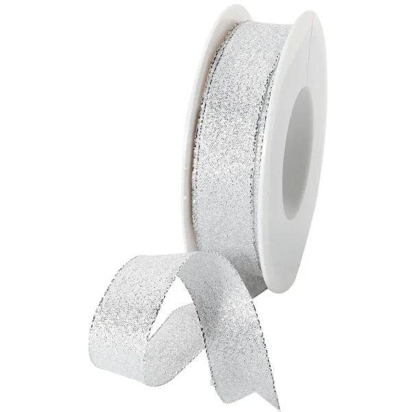 Geschenkband^DecoWoerner Geschenkband "Glamour" 25 Mm X 20 M silber