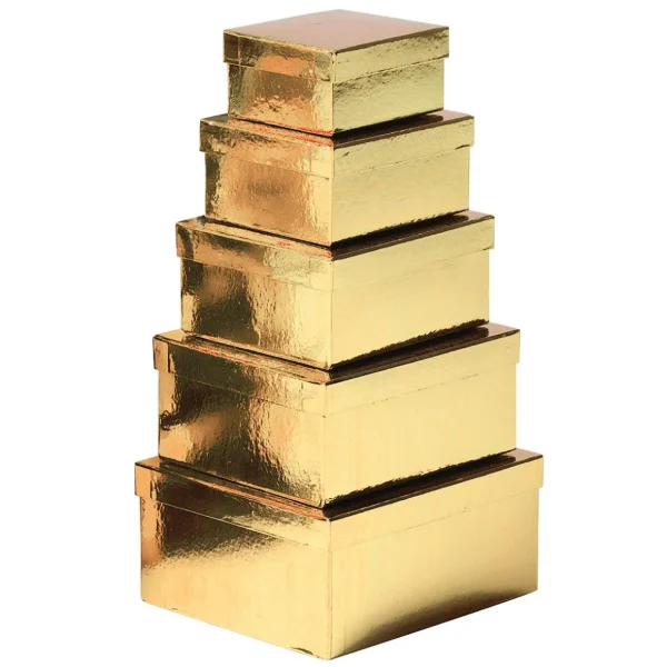 Geschenkboxen^DecoWoerner Geschenkkartonage Metallic, , 5tlg. gold