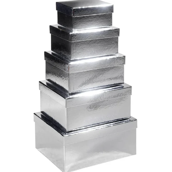 Geschenkboxen^DecoWoerner Geschenkkartonage Metallic, , 5tlg. silber