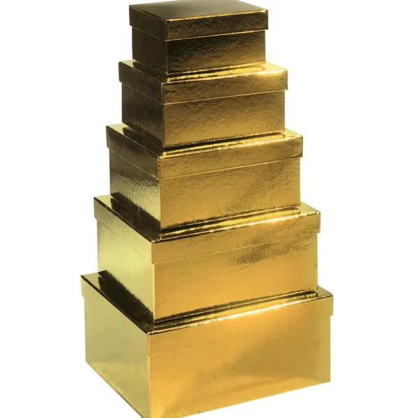 Geschenkboxen^DecoWoerner Geschenkkartonage Metallic, , 5tlg. gold