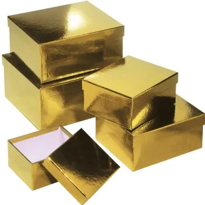 Geschenkboxen^DecoWoerner Geschenkkartonage Metallic, , 5tlg. gold