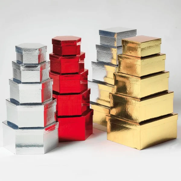 Geschenkboxen^DecoWoerner Geschenkkartonage Metallic, , 5tlg. gold