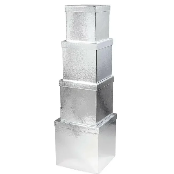 Geschenkboxen^DecoWoerner Geschenkkartonage, , 4tlg. silber