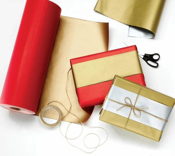 Geschenkpapier^DecoWoerner Geschenkpapier Bicolor Rolle Silber 50 Cm X 50 M gold