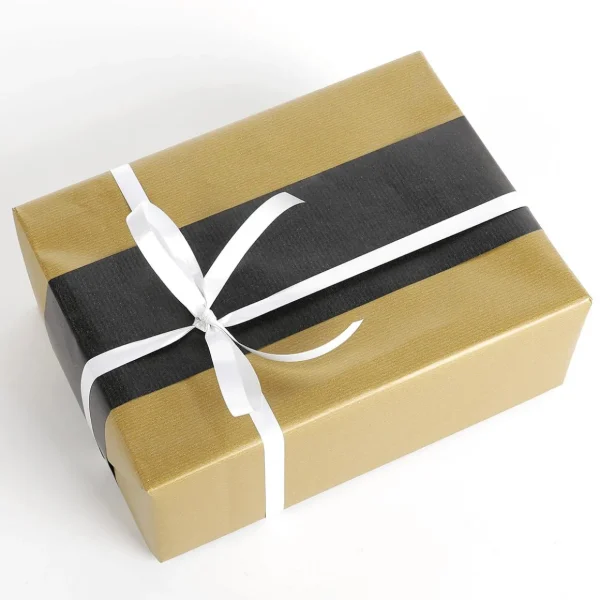 Geschenkpapier^DecoWoerner Geschenkpapier Bicolor Secare Rolle 50 Cm, 100 M, Gold schwarz