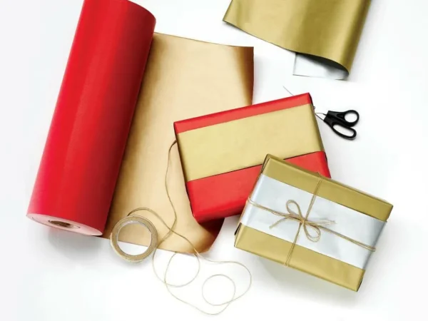 Geschenkpapier^DecoWoerner Geschenkpapier Bicolor Secare Rolle 50 Cm, 100 M, Silber gold