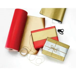 Geschenkpapier^DecoWoerner Geschenkpapier Bicolor Secare Rolle 50 Cm, 100 M, Gold rot