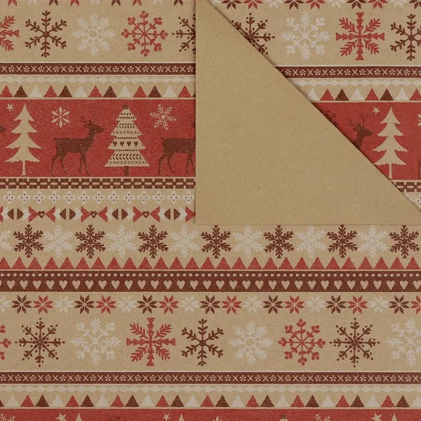 Geschenkpapier^DecoWoerner Geschenkpapier Norweger Natur / rot