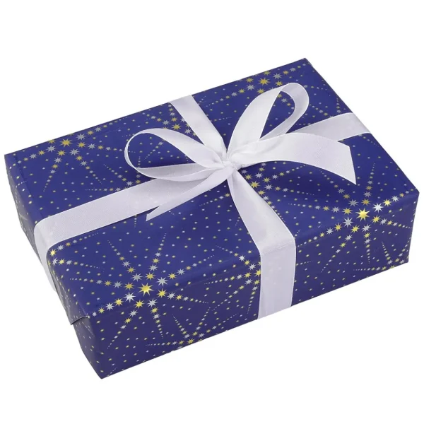 Geschenkpapier^DecoWoerner Geschenkpapier Sternchen / Gold / Silber blau