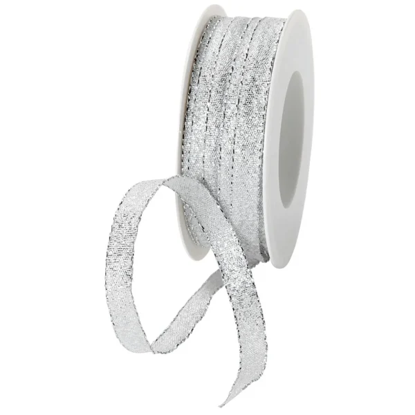 Geschenkband^DecoWoerner Geschenk-Stoffband "Glamour" 10 Mm X 20 M silber