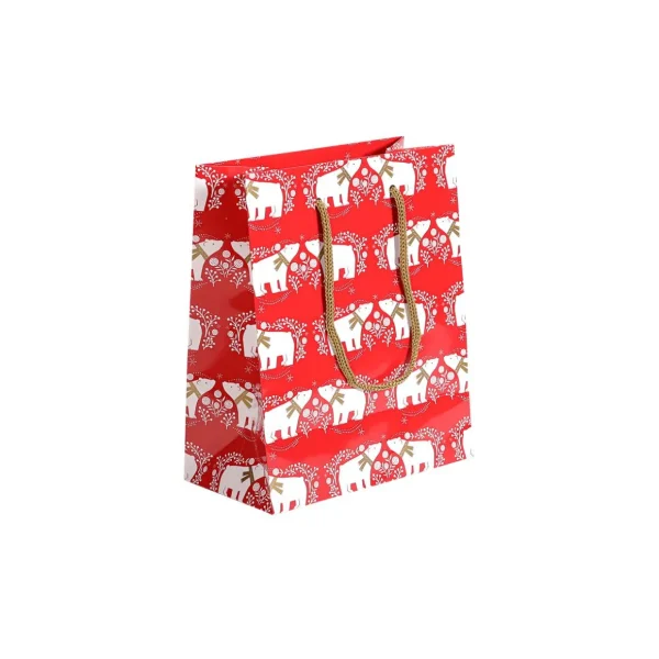 Geschenk- & Tragetaschen^DecoWoerner Geschenktasche Eisbär 12-er Pack 23 X 19 X 10 Cm, 150 Gr/m² rot