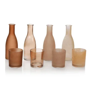Sommerdeko^DecoWoerner Glas Teelichthalter-Set 4 Stück 7 X 8 Cm braun
