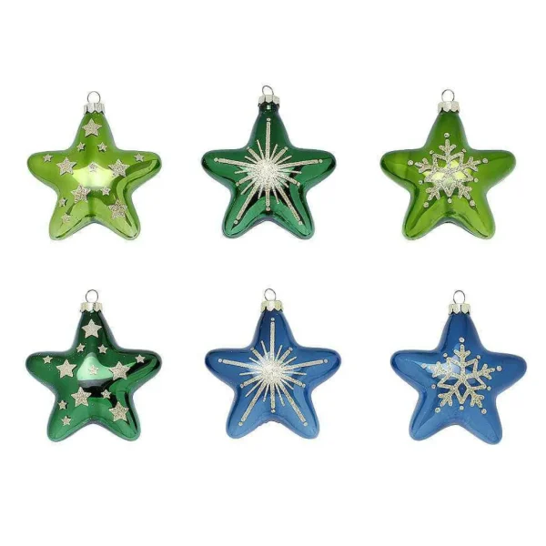 Weihnachtssterne | Weihnachtskugeln^DecoWoerner Glas-Baumschmuck "Stern" 8 Cm, 12 Stück mehrfarbig