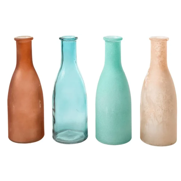 Pflanzengefäße & Dekorationshilfen^DecoWoerner Glasvasen-Set 18 Cm Hoch, 4tlg., Türkis/sand mehrfarbig