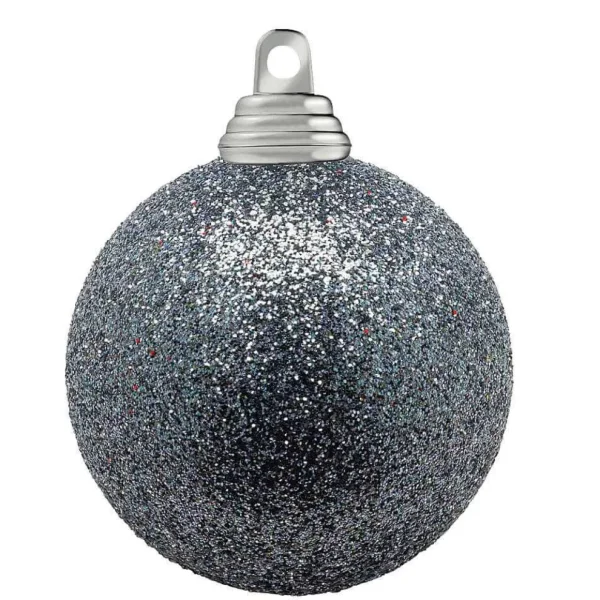 Weihnachtskugeln^DecoWoerner Glitzer-Weihnachtskugeln In Anthrazit Aus Kunststoff, 10 Cm Ø – 6 Stück Grau