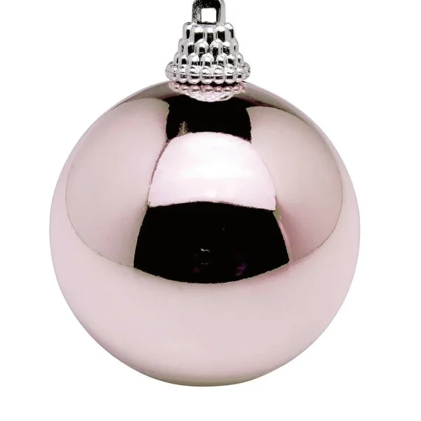 Weihnachtskugeln^DecoWoerner Glänzende, Puder Weihnachtskugeln Aus Plastik, 6 Cm Ø – 24 Stück rosa