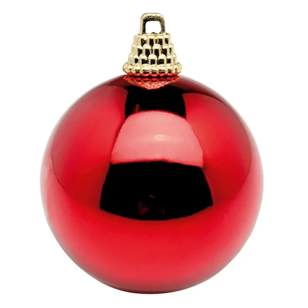 Weihnachtskugeln^DecoWoerner Glänzende, e Weihnachtskugeln Aus Plastik, 6 Cm Ø – 24 Stück rot