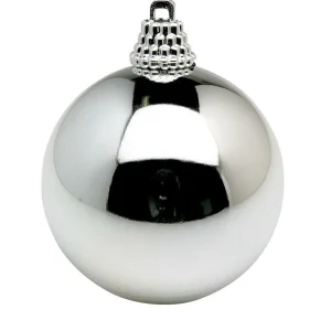 Weihnachtskugeln^DecoWoerner Glänzende, ne Weihnachtskugeln Aus Plastik, 6 Cm Ø – 24 Stück silber