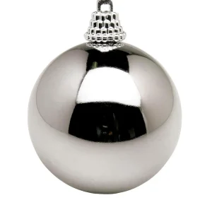Weihnachtskugeln^DecoWoerner Glänzende, Stahle Weihnachtskugeln Aus Plastik, 6 Cm Ø – 24 Stück Grau